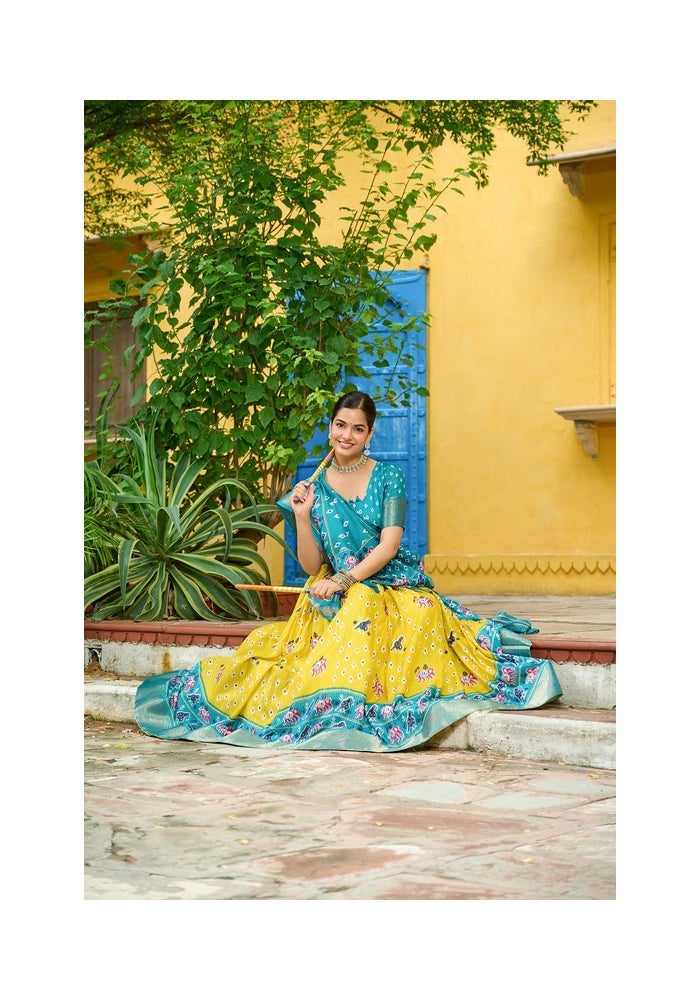Malishka Export Lehenga Choli Set for Women in Yellow - Image 4